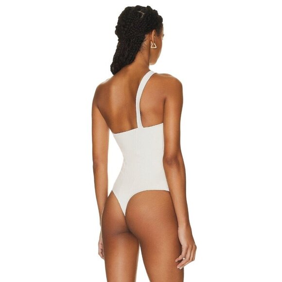 LE ORE One Shoulder Bodysuit in Canvas XSmall New Womens One Shoulder Tank Top - Picture 3 of 9